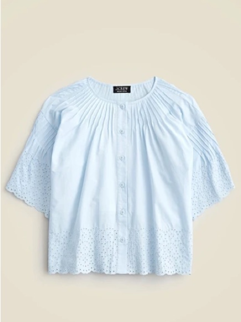 J.Crew Eyelet & Pintuck Cotton Poplin Top | Size Medium